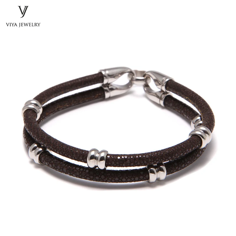 simple beads stingray leather bracelet for men ,couple stingray beads bracelets (2)