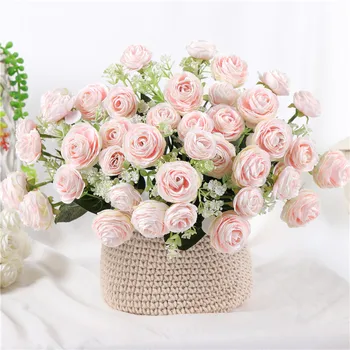 

1 bundle Artificial Flannel Roses Simulation Plant Party DIY Decor Fake Flowers Home Decoration Crafts Flores Wedding Supplies