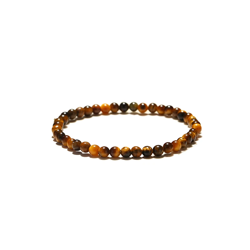 Классический натуральный камень Бусины тигровый глаз браслет 4 размера ручной работы мужской браслет с Буддой для йоги медитации браслет ювелирные изделия Homme - Окраска металла: 4mm Beads