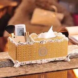 Европа роскошные золотая ткань коробка мелкий фарфор ручной работы дозатор держателя для бумаги кухонная салфетка для хранения