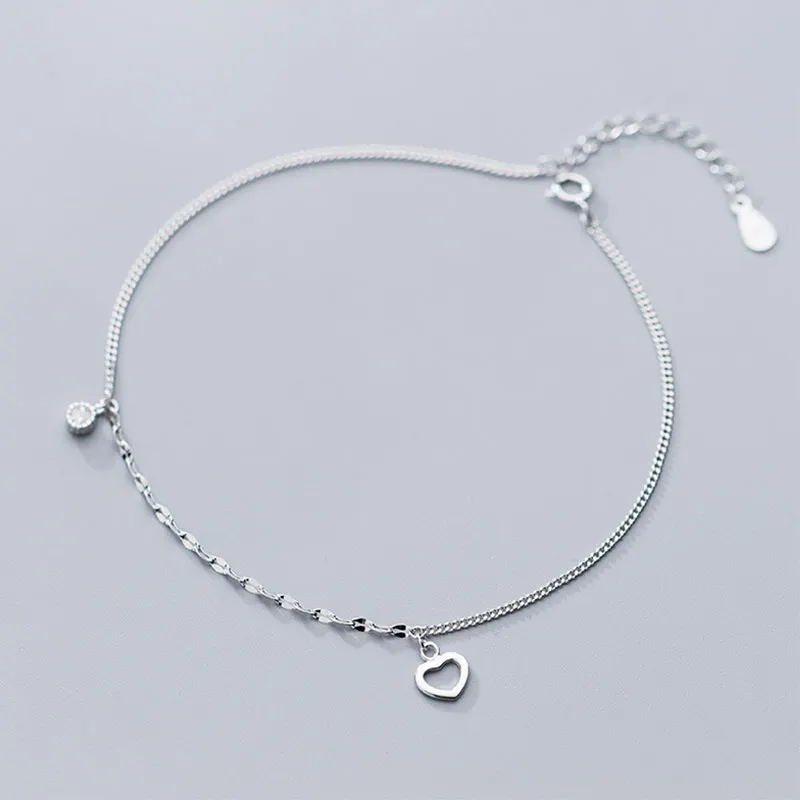 

925 Sterling Silver Hollow Love Anklet Bracelet Foot Jewelry Summer Beach Accessories for Women S925 Charm Heart Chain Anklets