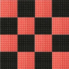 12PCS/Set Red and Black Acoustic Soundproof Sound Stop Absorption Pyramid Studio Foam Sponge Wall Sound Insulation Decoration
