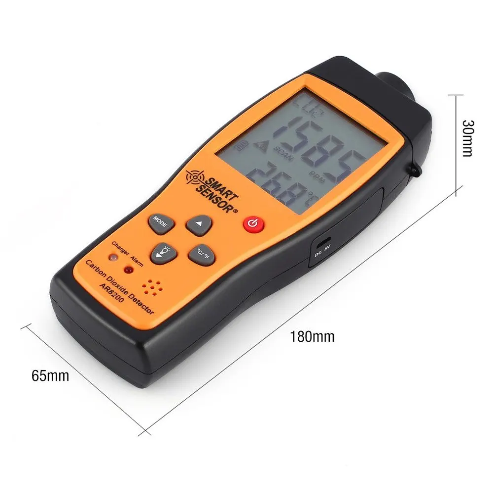 Умный датчик AR8200 CO2 углекислый газ качество воздуха монитор Анализатор температура термометр тестер детектор газа метр