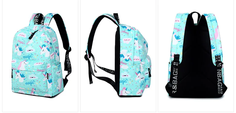WINNER Women Backpack Unicorn Cute School Printing Backpack Bookbag School Bags For Teenage Girls Mochila Travel Softback (8)