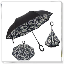 Автомобильный креативный красивый Ветрозащитный складной двухслойный перевернутый крепкий зонтик отличительный c-крючок, свободные руки, высокое качество