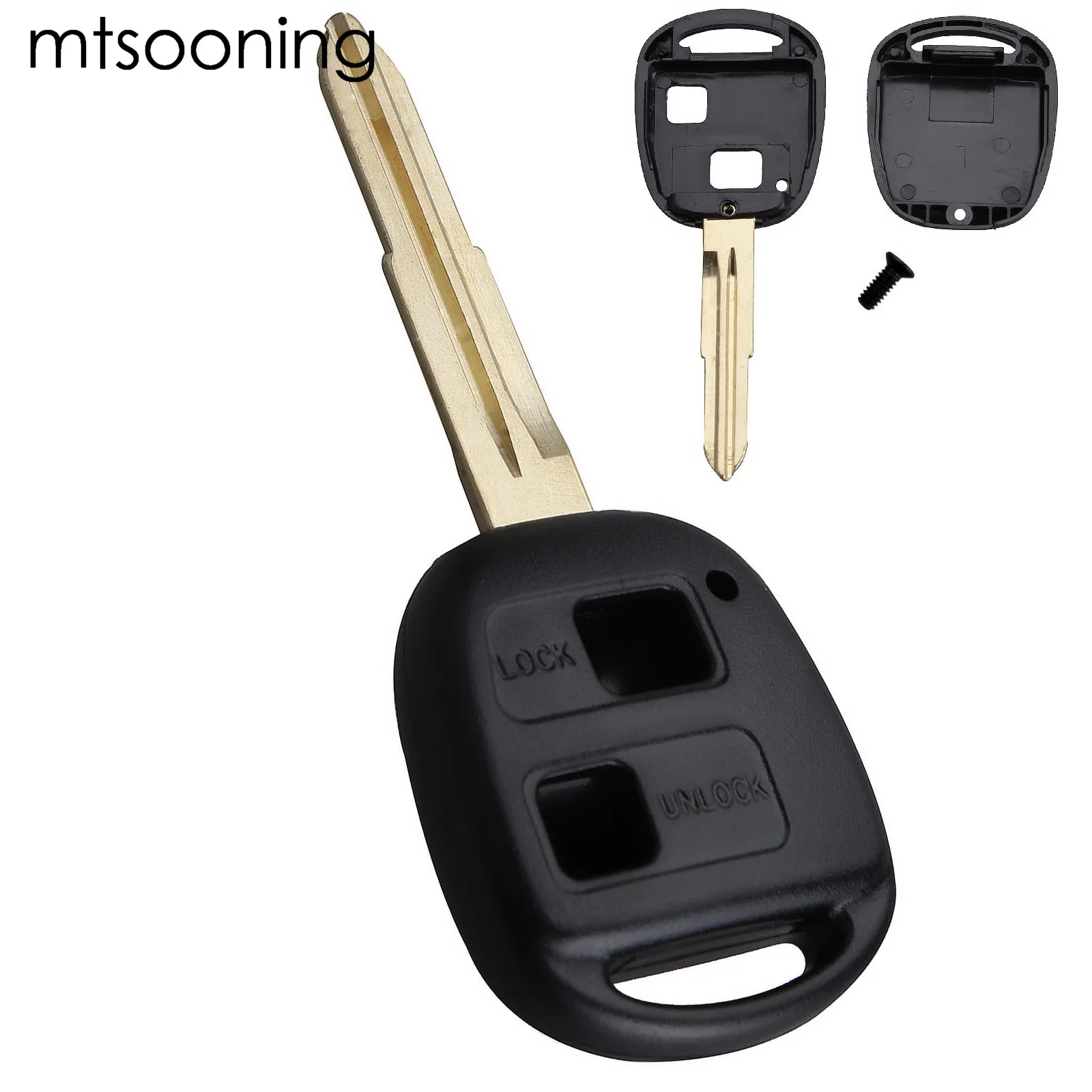 

mtsooning Keyless Entry Remote Key Shell Case 2 Buttons Uncut Blade Replacement For Toyota Yaris Avalon Camry RAV4 Corolla Echo