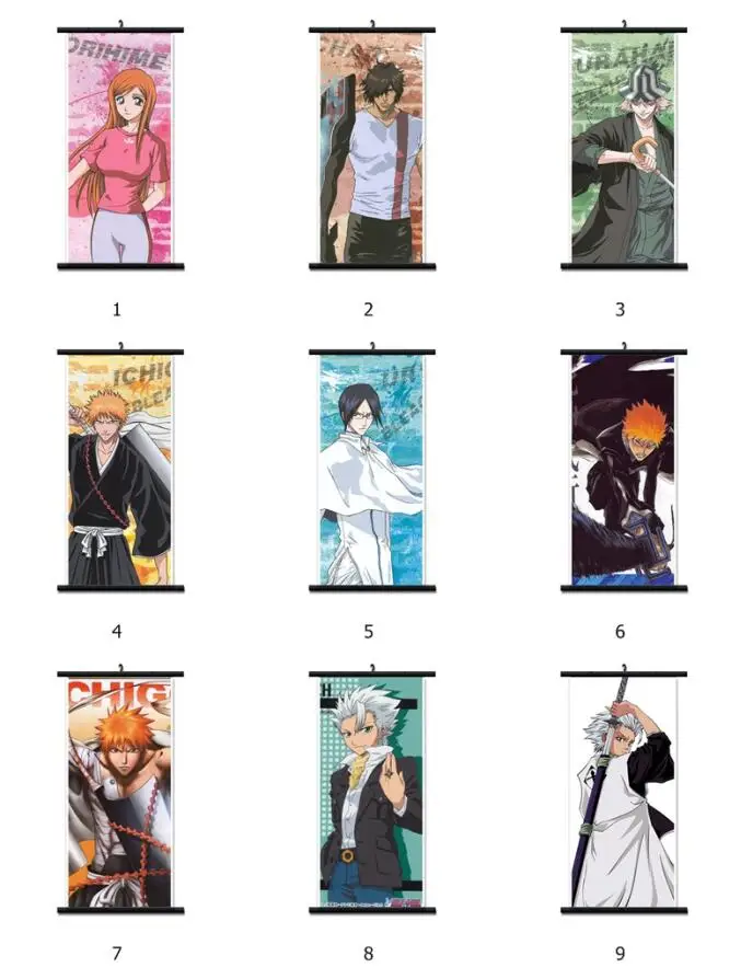 

Japanese Anime BLEACH Kurosaki Ichigo Inoue Orihime Ishida Uryuu Home Decor Wall Scroll Poster Decorative Pictures