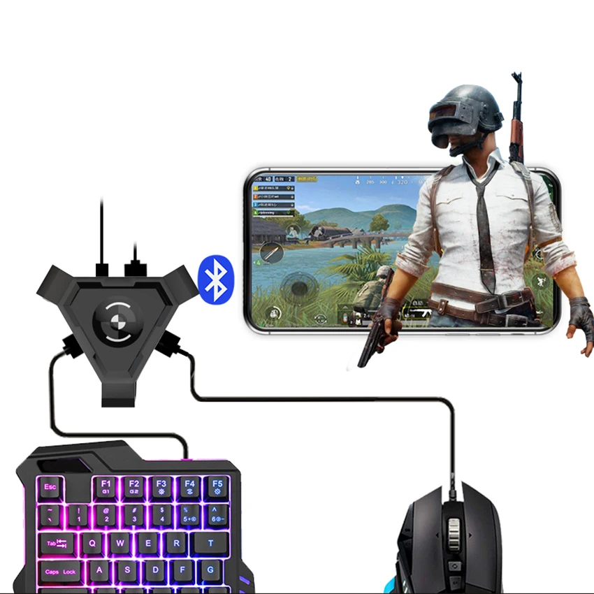 

PUBG Mobile Gamepad Controller Gaming Keyboard Mouse Converter For Android ios Phone to PC Bluetooth 4.1 Adapter Plug and Play