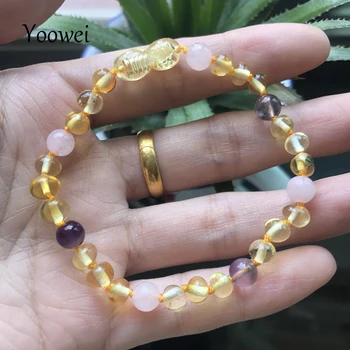 

Yoowei 12 Styles New Baby Amber Jewelry Customized Natural Gemstone Baltic Adult Babe Amber Teething Necklace Bracelet Wholesale