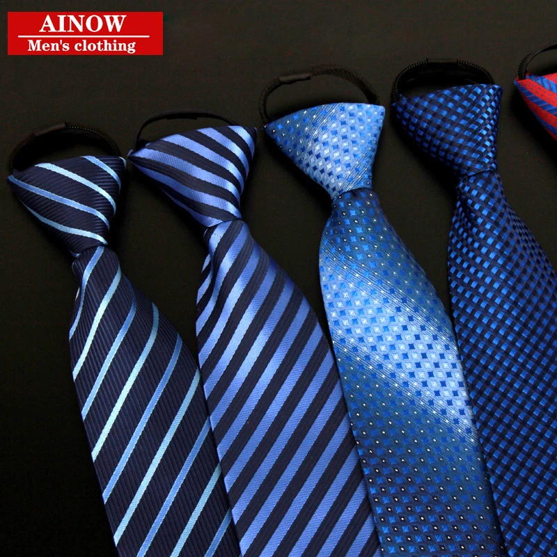 high quality Men's business suit ties with zipper necktie striped 8cm new fashion for men 200pcs