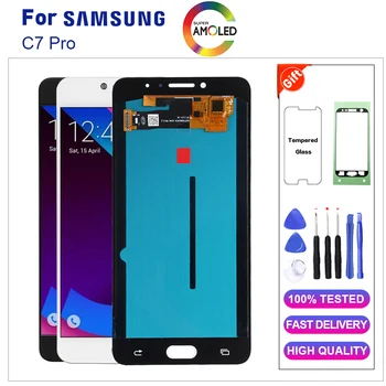 

AMOLED For Samsung C7 Pro LCD Display With Touch Screen Digitizer Assembly C7010 LCD Replacement+Tempered glass With Tools
