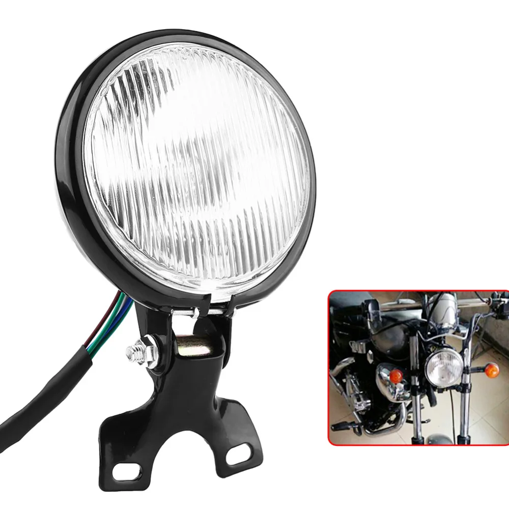 

Motorcycle Headlight Lamp Bulb For Yamaha Kawasaki Honda Suzuki Choppers Round Metal Shell Glass Lens