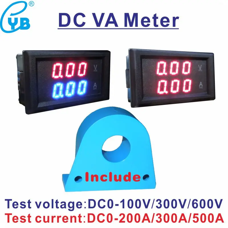 

YB28VA DC Voltage Ammeter Voltmeter Volt Amp Meter 200A 300A 500A Ampere 0-100V 300V 600V Hall LED Digital Voltage Current Meter