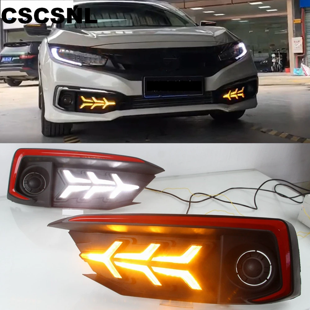 1 пара светодиодный DRL для Honda Civic 2019 2020 седан с движущимся сигналом