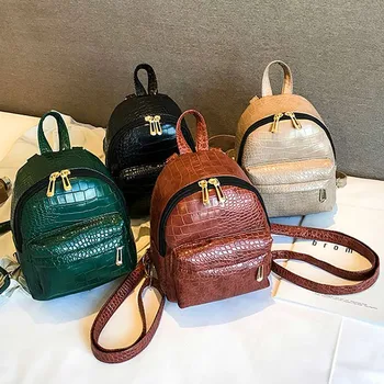 

Women's backpack college wind female bag personality fashion leather small backpack solid color backpack School BagDropship T627