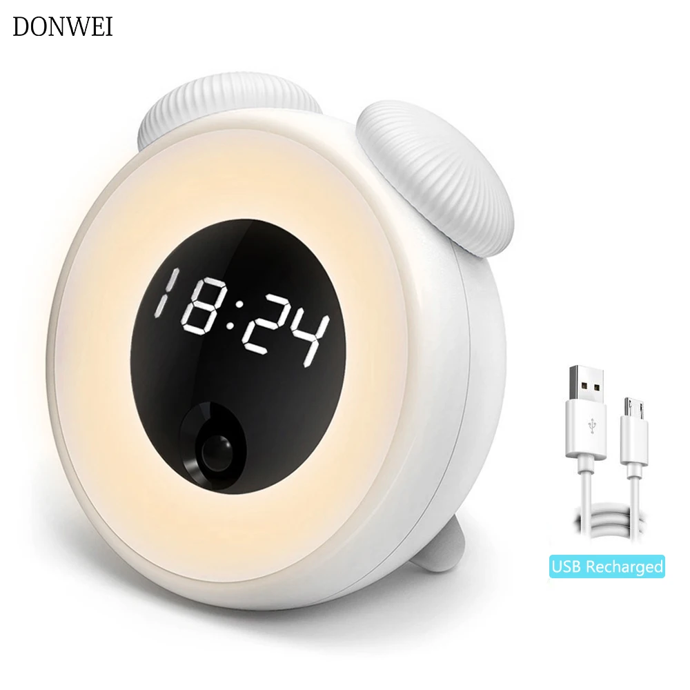 Donwei LED Wake Up Lights Touch Sensing Digital Alarm Clock Light Motion Sensor Dimming Eye