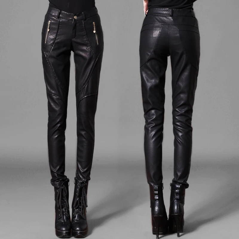Высококачественные женские брюки из искусственной кожи, повседневные женские леггинсы, обтягивающие брюки-карандаш из искусственной кожи