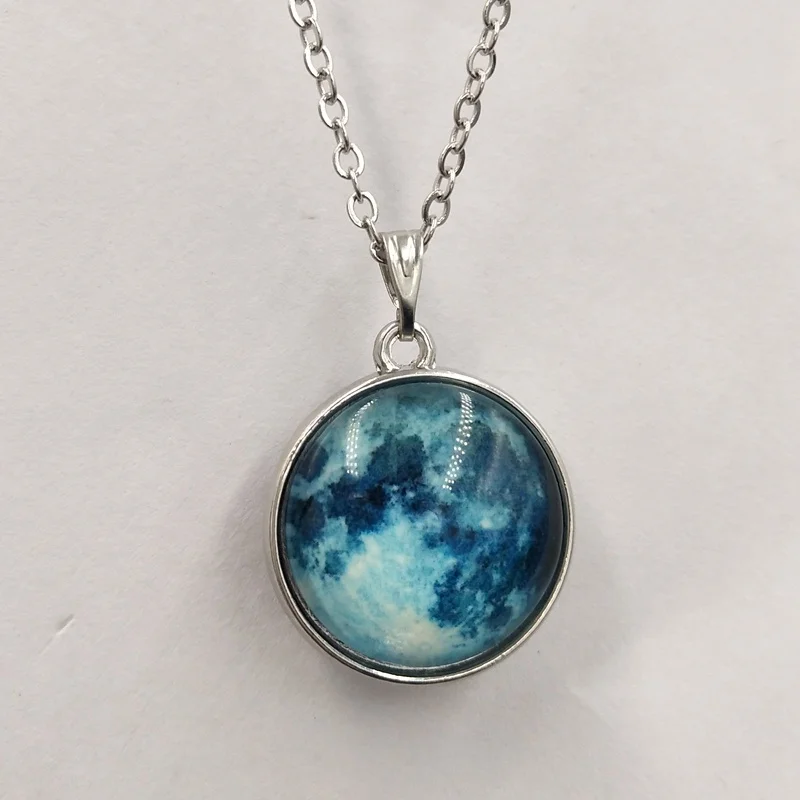 

VAN4 For Kim Pendant silver Necklace Double-sided Round Glow Women Love Necklaces birthday Gift