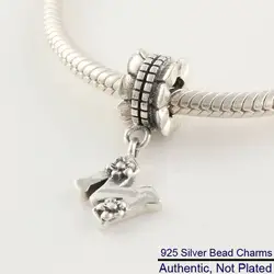 DIY подходит для браслетов Pandora Letter M Charms 925 100% Аутентичные стерлингового серебра-ювелирные бусины для женщин Бесплатная доставка