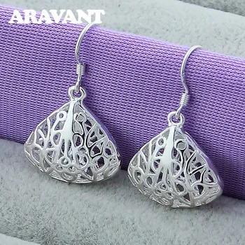 

925 Silver Ethnic Hollow Pattern Dangle Earrings Women Silver Earring Christmas Jewelry Gifts