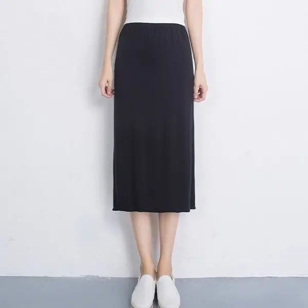 40cm 70cm Women Modal Loose Summer Half Slips Solid Petticoat Breathable Underskirt Black White Nude Soft Wear 200-A811