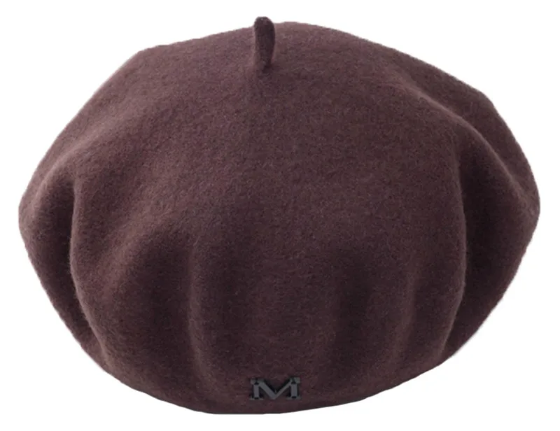 Douchow женский шерсть французский стильный берет шапка бини зимняя теплая восьмиугольная шапка одноцветная мята зеленая плоская шляпа - Цвет: Coffee
