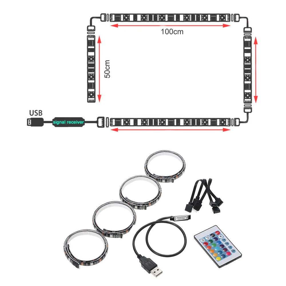 DC5V 3 M светодиодный свет полосы USB Светодиодные ленты Лампа 5050SMD гибкий светодиодный светящаяся лента HD ТВ Desktop Экран фон смещения света