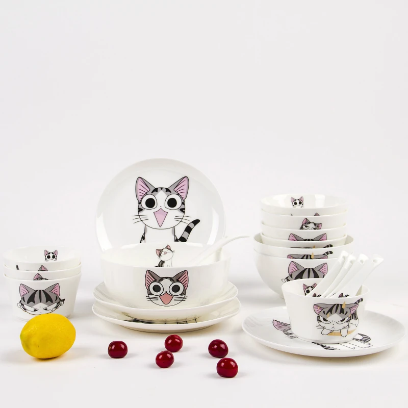 Image Ceramic Tableware Cartoon Creative Cute Cat  Household Steamed Rice Soup Bowl Bone China