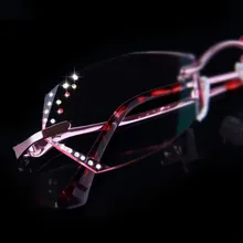 Алмазные женские модели алмазные обрезные очки без оправы титановые очки в оправе для близоруких оправ с линзами 61