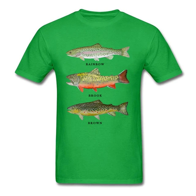 Fish Trout Triad Rainbow Grey O Neck T Shirts Summer/Autumn Tops & Tees  Short Sleeve