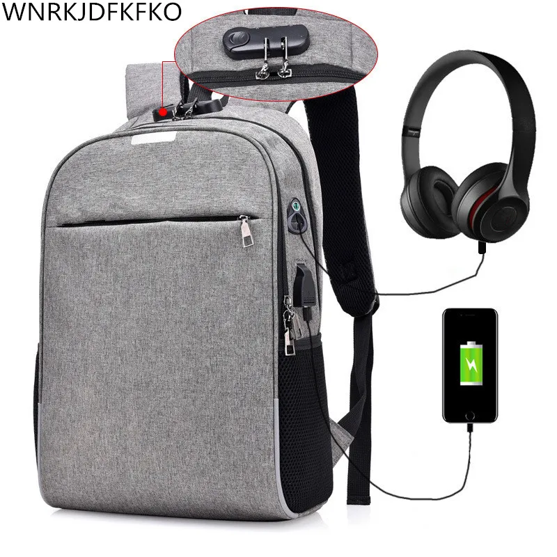 

Fashion Men's Backpack Multifunctional Anti-Theft USB Charging Notebook Backpack Button Tsa Lock Design Men Business Bags School