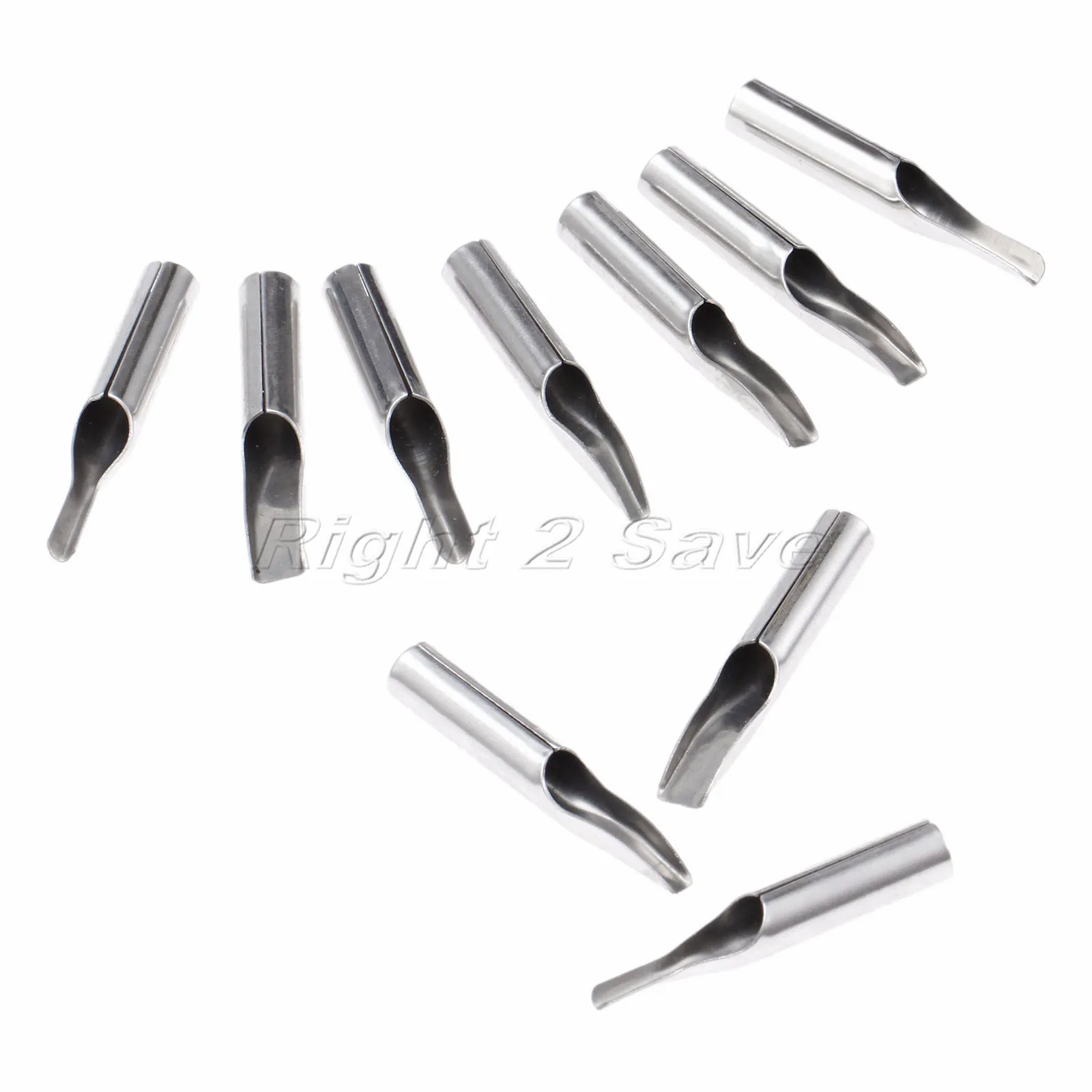10pcs/set Tattoo Tips Stainless Steel Caps Nozzle tube Round Flat mouth sterilized 3/5R 7/9R 11/14R 16/18R 5F 7F 9F 11F 13F 15F disposable tattoo tips