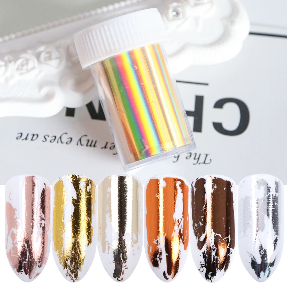 

1pcs Laser Nail Foil Matt Pure Rose Gold Silver Champagne Starry Paper Nail Art Decal Transfer Sticker Sliders Decoration JI1001