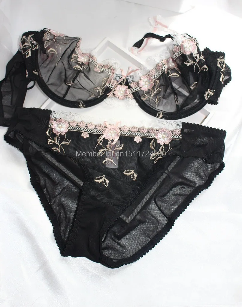 French Brand Women Bra Set Models Sexy Transparent Lace Lingerie Bra Panty  Set Bra Brief Sets Plus Size Underwear Free Shipping - AliExpress