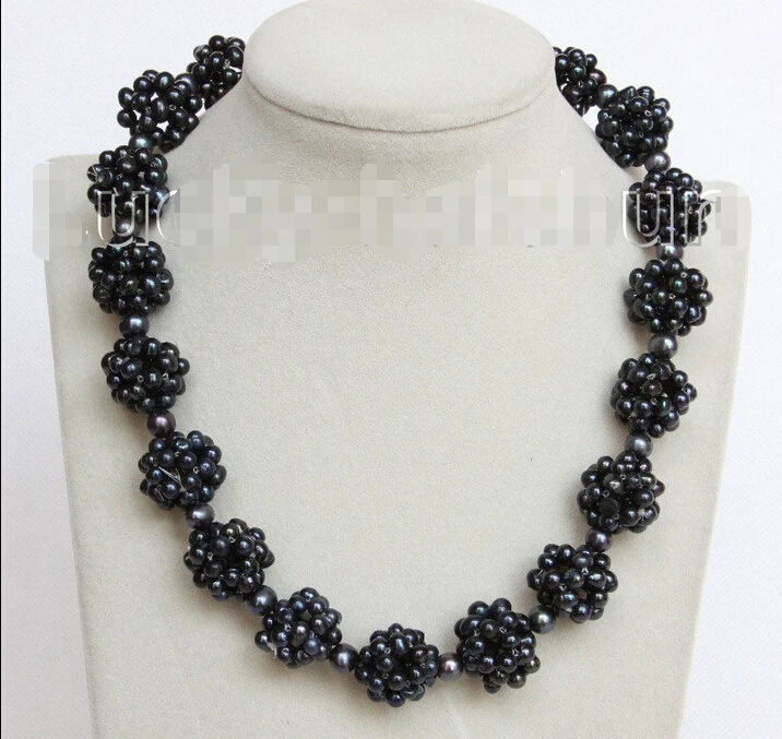 

shipping 18" 17mm black Freshwater pearls beads ball necklace j10679