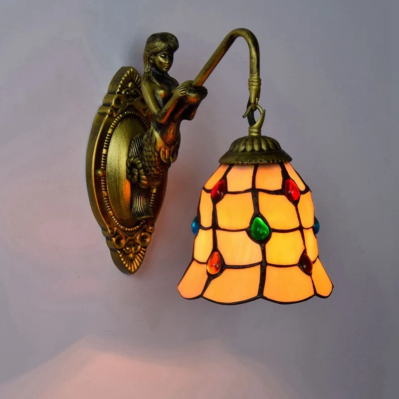 

European style Tiffany coloured glass living room, bedroom bar, club aisle, color beads, balcony wall lamps