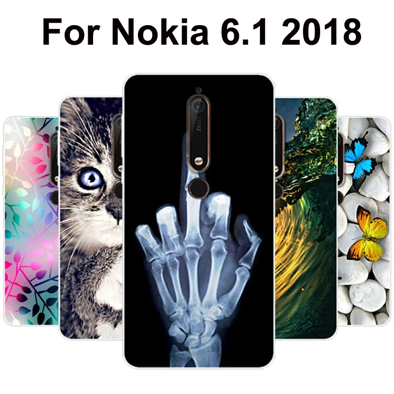 

5.5" For Nokia 6.1 2018 Case ultra thin Silicone soft back cover Nokia6.1 Painted cartoon Phone Cases For Nokia TA-1054 coque