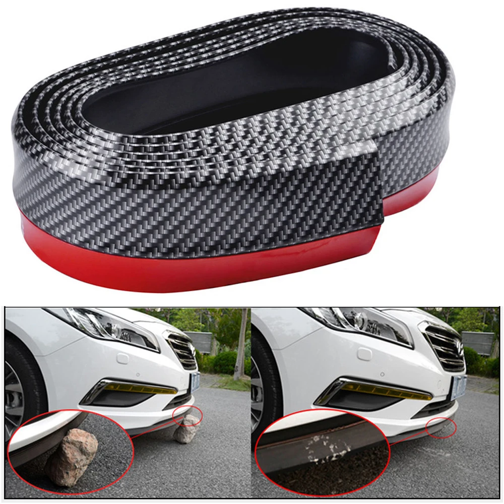 1Set 8.2ft/2.5m Universal Carbon Fiber Front Bumper Lip Strip Splitter
