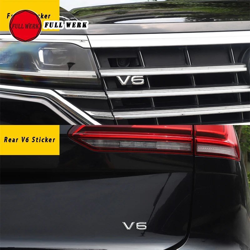  1pc ABS 3D Car Front Grille Rear Body Sticker Decal V6 Emblem Decoration Cover Decor for VW Touareg