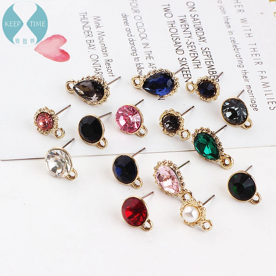 

DIY handmade jewelry accessories alloy diamond pearl earrings hypoallergenic material