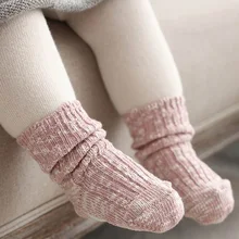 Детские носки осень-зима шерстяные утолщение Нескользящие новорожденных гольфы детские для маленьких мальчиков девочек От 0 до 4 лет