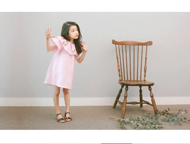 cotton embroidered floral pattern baby teenage girl summer dress 2017 ruffles pink blue flowers embroidery children dresses for kids girls  clothing  2 3 4 5 6 7 8 9 10 11 12 13 14 15 years litle big girls children girl dress child clothes ( (9)