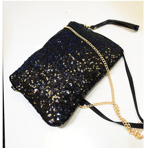women Lady Sexy Zipper Handbag Tote Cool Lux Punk Sequin Bag Shoulder chain Bags 200g/pcs
