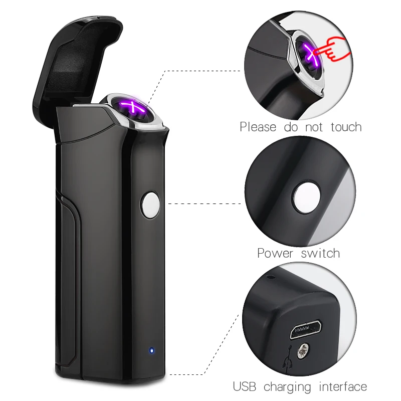 

Replaceable Battery Double Arc Electronic Cigarette Cigar Pipe Lighter USB Rechargeable Windproof Electric Lighter Plasma