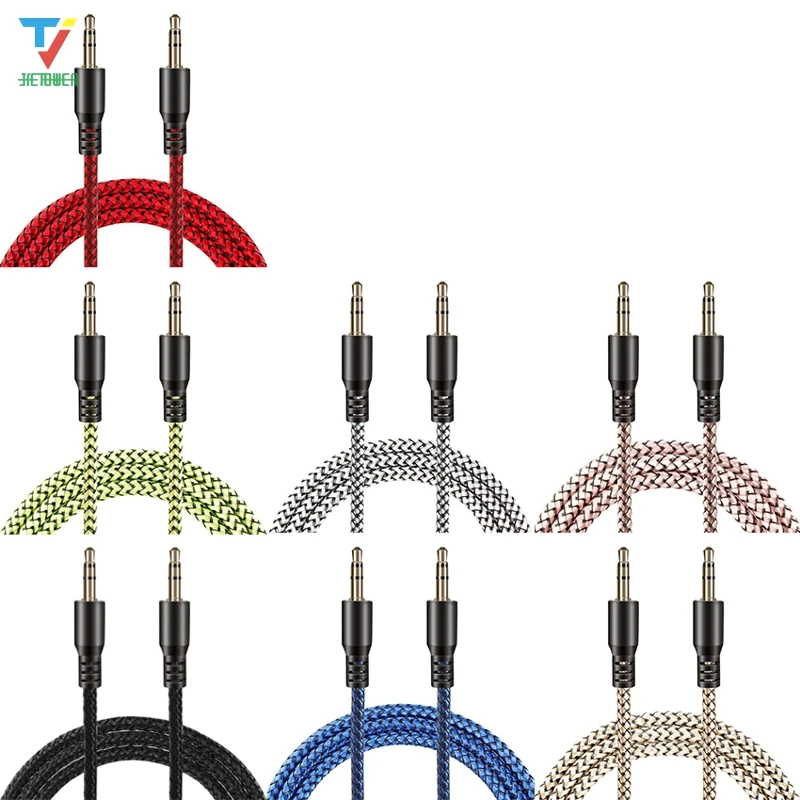 500pcs lot Jack 3 5mm Audio Cable Dragon weave Nylon Braid AUX Cable 1M Headphone Extension Code for Phone Car Headset Speaker