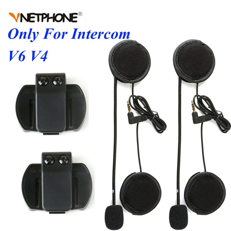 Wired Headset Mic/Speaker+Clip for V4/V6 Motorcycle Bluetooth Helmet Intercom