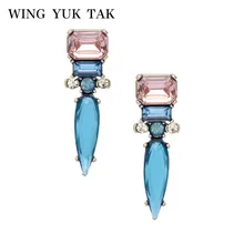 Wing yuk tak модный бренд Bijoux Голубые Стеклянные Прозрачные Серьги-гвоздики в стиле панк для женщин