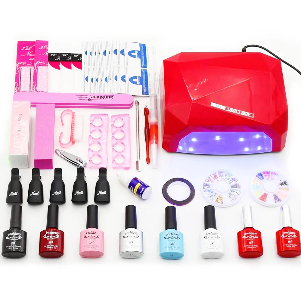 

Nail Art Manicure Set 10ml 120 colors gel varnishes nail polish UV LED lamp dryer base top coat Nail Tool Kits Manicure