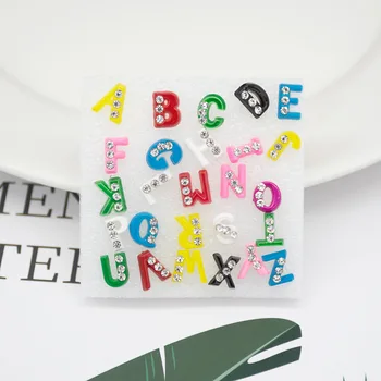 

10 tiny English word Initial Letter monogram charm earring small color Zircon 26 English name Initial Alphabet earring jewelry