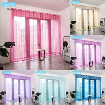 

Gezitelilun Window Screens Transparent Curtains Punch Style for Living Room 25#